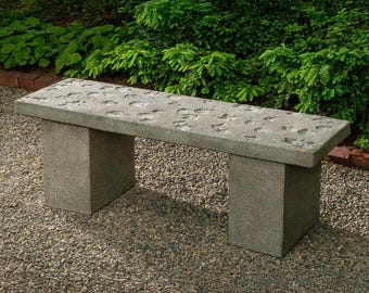 Campania woodland leaves backless garden bench cast stone