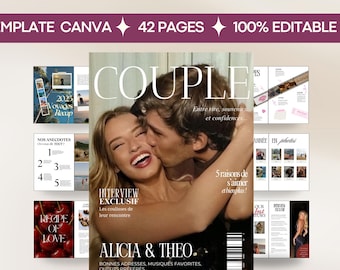 Plantilla de revista personalizada para parejas – Regalo de cumpleaños personalizado para él y para ella – Idea de regalo imprimible para enamorados