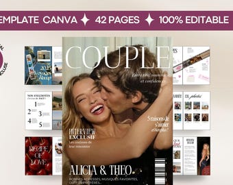 Personalized magazine template for couples – Custom birthday gift for him and her – Printable gift idea for lovers