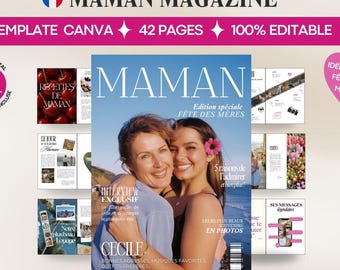 Personalized Mom Magazine Template – Canva Template – Personalized Mother's Day Magazine – Original Birthday Gift Idea for Mom