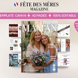 Cadeau fête des mères à imprimer – Modèle magazine Canva – Livre souvenir maman personnalisé – Idée cadeau maman touchant PDF
