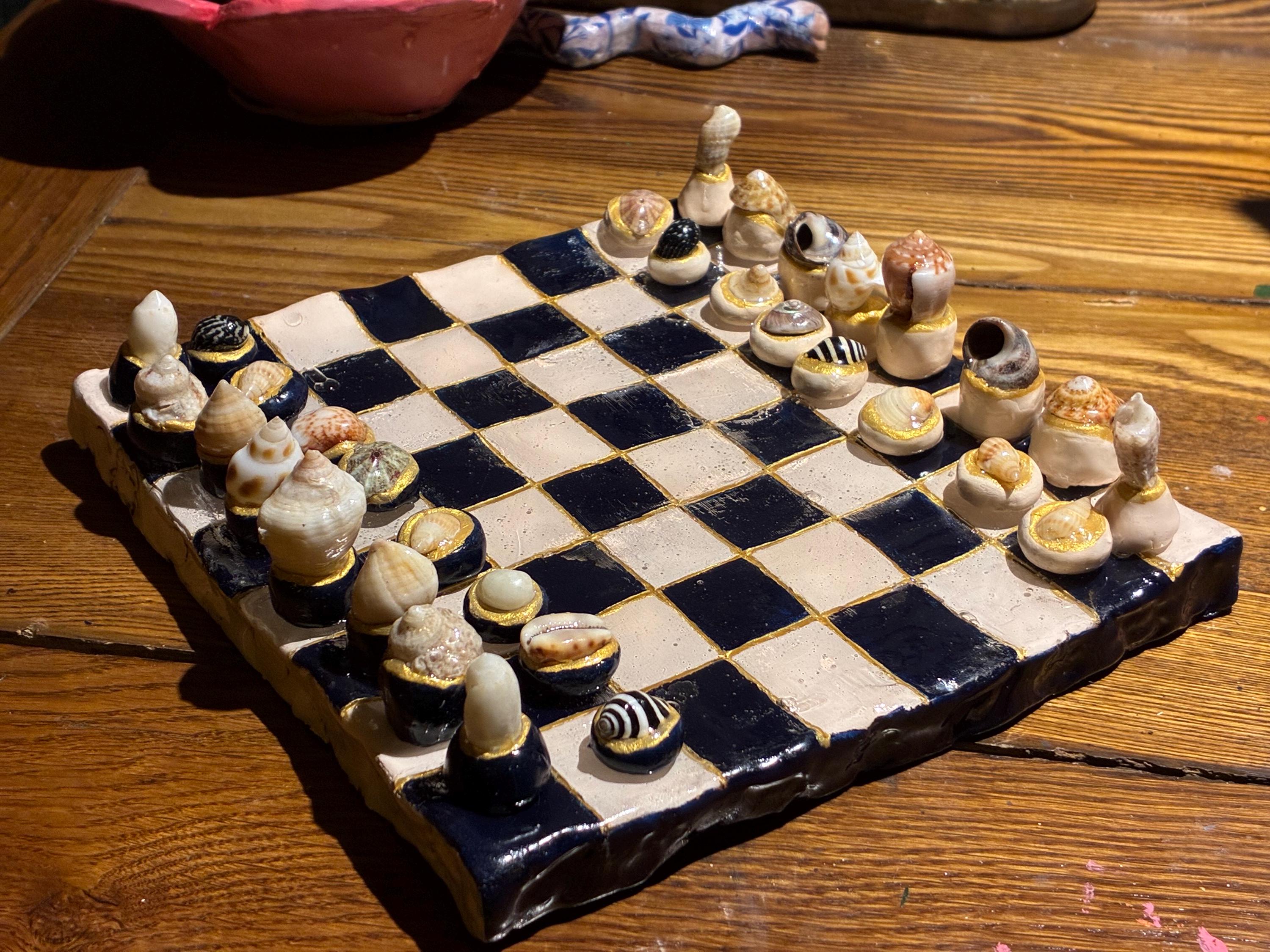 Handmade Seashell Chess Set – Coastal Ocean-inspired Board Game Decor ...