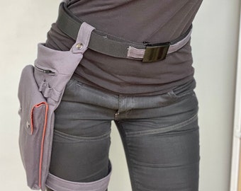 Charcoal Grey Water Resistant Leg Bag and Small Pocket  with Adjustable Leg Strap and Belt