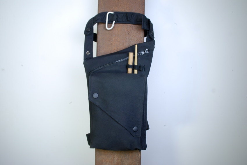 Black Canvas Utility Leg Bag With Military Buckle Etsy