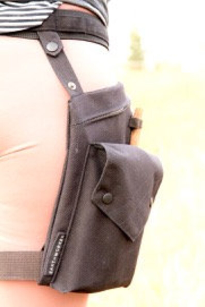 Black Utility Leg Bag in Cordura with New Stretchy Leg Strap Etsy