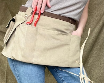 Werkzeuggürtel aus Canvas-Schürze mit wasserabweisendem Futter und zwei zusätzlichen Cargotaschen