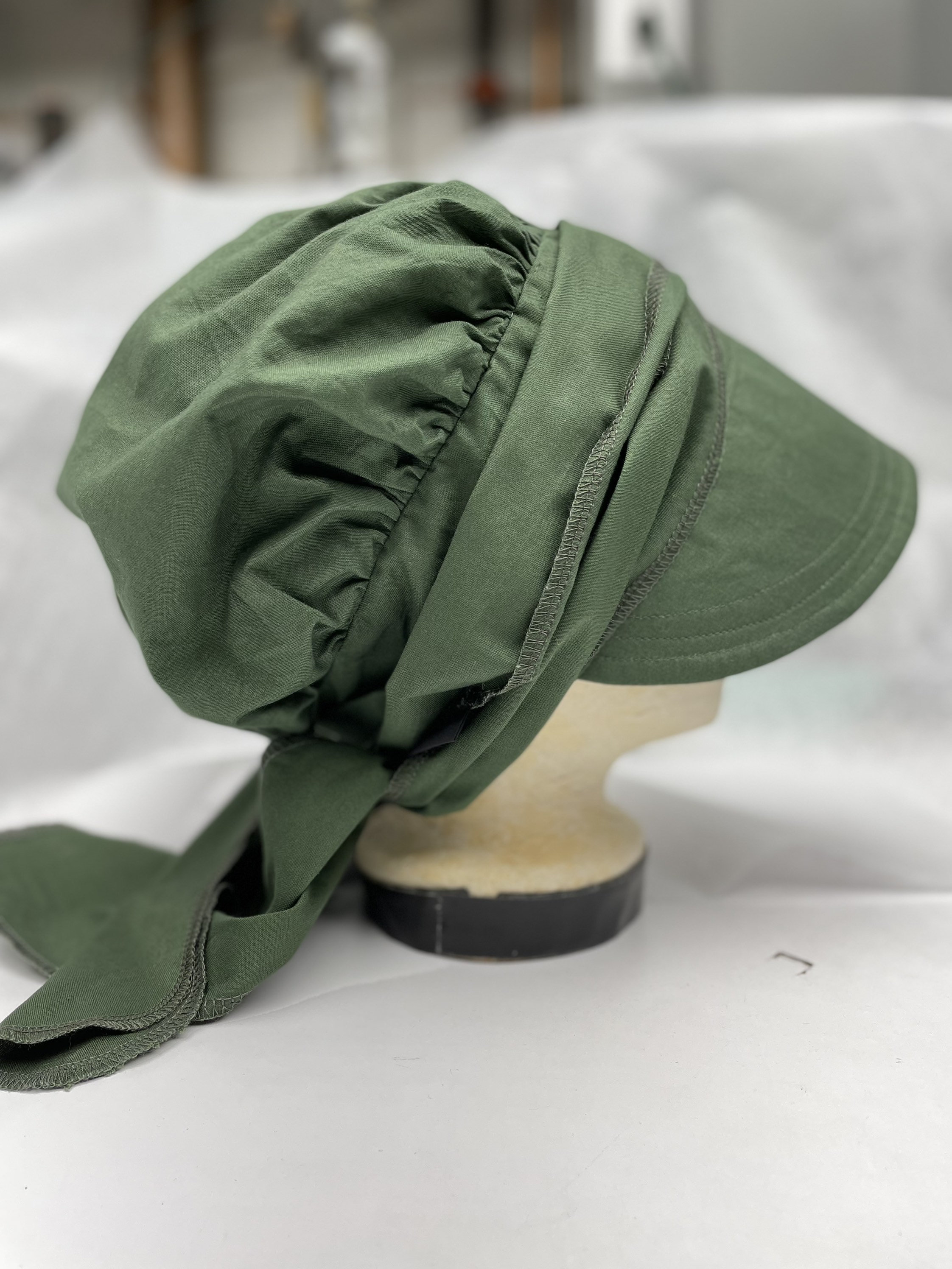 SALE Green Cotton Wrap Bonnet Cap With 