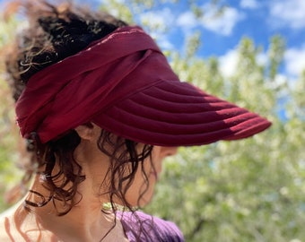 Pomegranate Leinen Wrap Visor Breiter Krempe Sonnenhut Gesteppte Krempe Visor