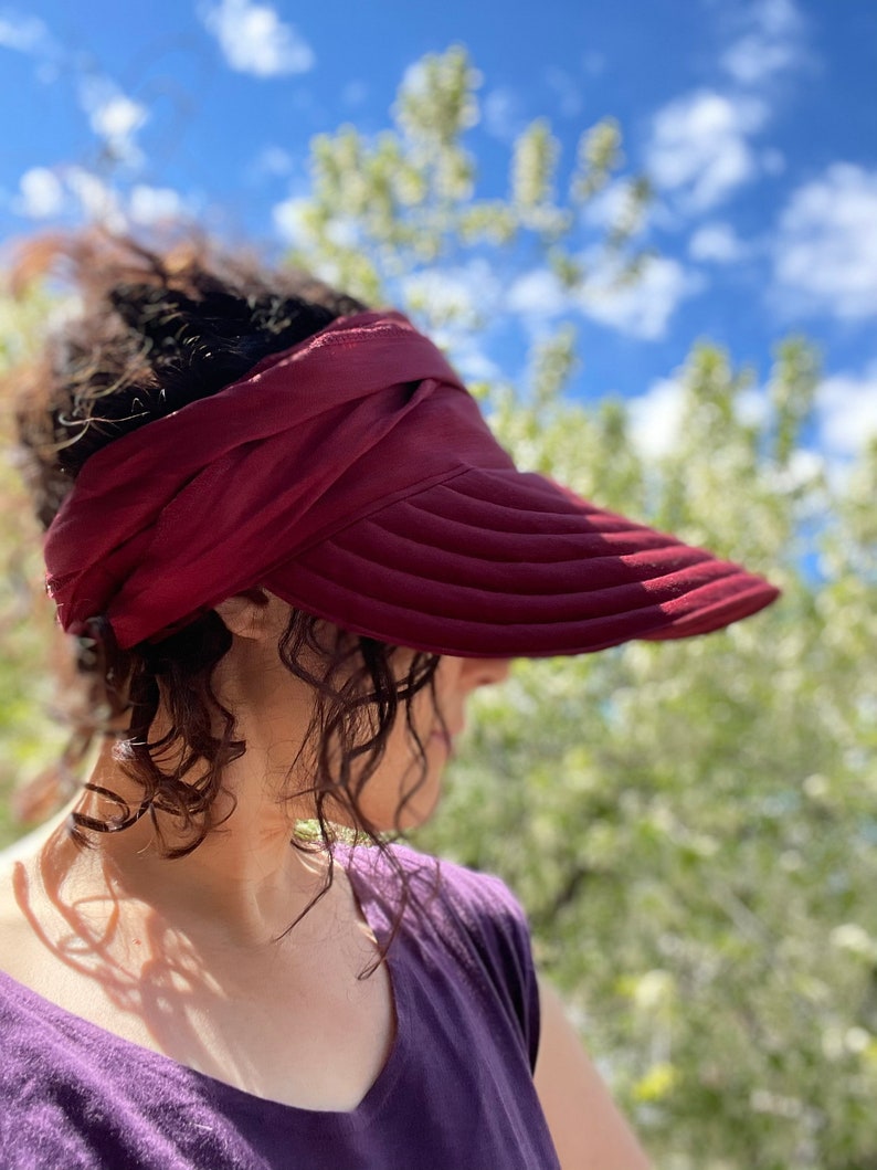 Wrap Visor Wide Brim Linen Sun Hat Etsy