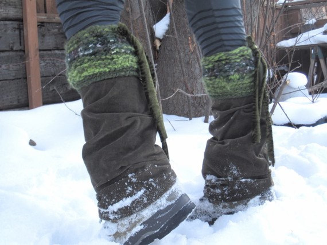 Quilted Thick Knit Leg Warmers in Olive Etsy Canada