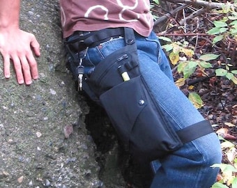 Black Water Resistant Utility Leg Bag with Leg Strap & Multi Purpose Loop Belt