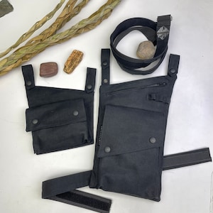 Funda para pierna multiusos con bolsillo pequeño en el lado izquierdo, correa para pierna y cinturón multiusos