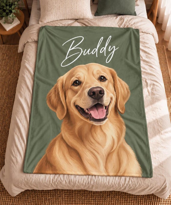 Custom Photo Blanket for Dog Mom | Personalized Pet Print with Name, Minky Fleece Throw