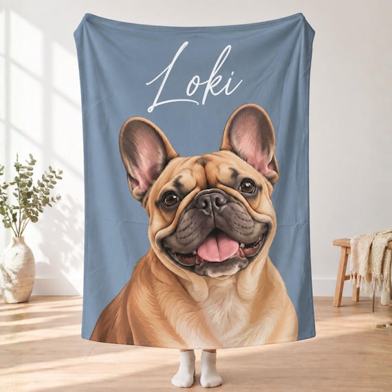 Personalized Dog Blanket with Photo and Name | Custom Minky Fleece Keepsake Throw