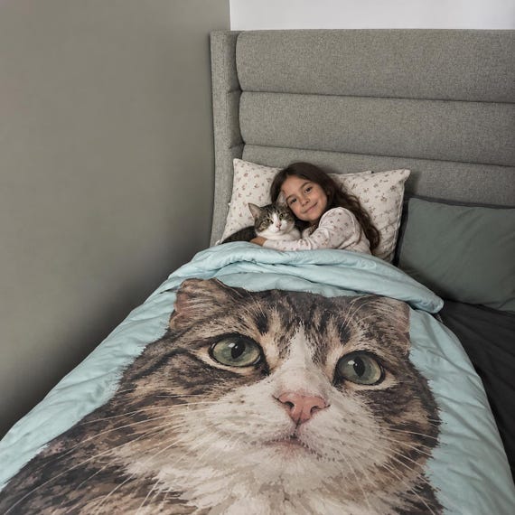 Custom Cat Face Blanket from Photo, Giant Pet Print Minky Throw