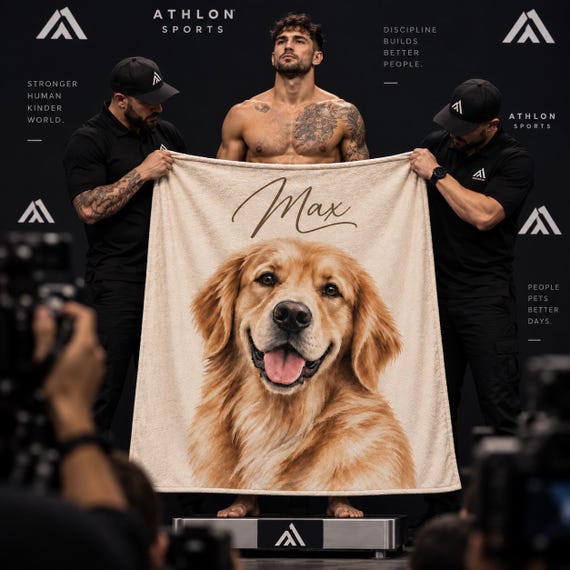 Dog Portrait Blanket with Name | Painted Style Pet Art Throw, Personalized Dog Lover Gift (Minky Fleece)