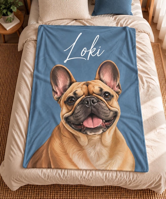 Custom Pet Photo Blanket for Cat Lovers | Personalized Christmas Gift with Name (Minky Fleece)