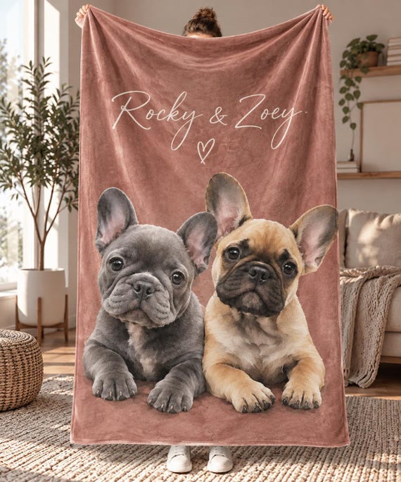 Personalized Pet Blanket with Name | Custom Photo Print Gift for Pet Owners (Minky Fabric)