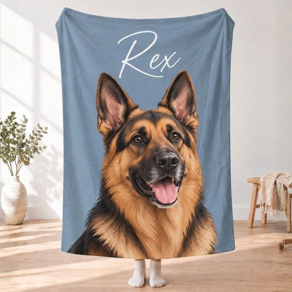 Pet Remembrance Blanket with Photo | Custom Dog or Cat Memorial, Personalized Sympathy Gift (Minky)