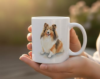 Aquarel mok Shetland Sheepdog | 15 oz koffiekop hondenmoeder