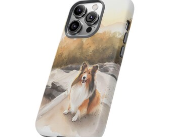 Telefoonhoesje aquarel: portret collie - Autumn Riverbank Art