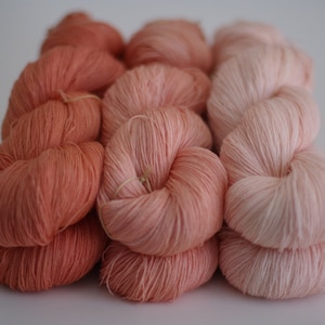 Cobweb Lace Yarn Hand dyed Milk Lait Gradient Ombre Quince