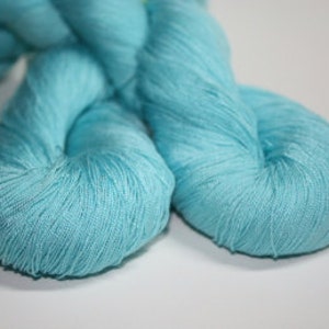 Cobweb Lace Yarn Hand dyed Milk Lait Blue Topaz
