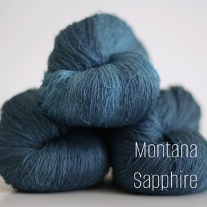 Gossamer Lace Yarn Merino Silk Hand dyed Laine et Soie Montana Sapphire