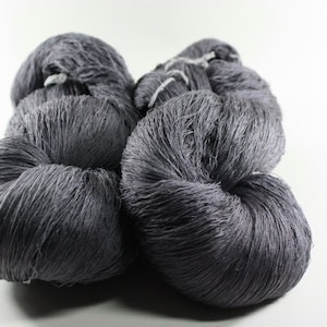 Hand dyed Lace Yarn Gossamer Merino Silk Laine et Soie Gunmetal Grey