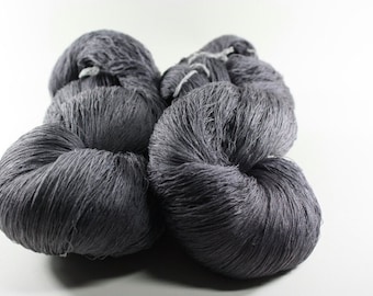 Hand dyed Lace Yarn Gossamer Merino Silk Laine et Soie Gunmetal Grey