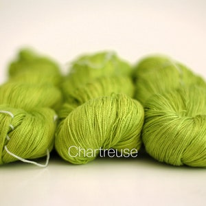 Lace Silk Yarn Hand dyed Pure Silk Nouveau Fin Chartreuse-III