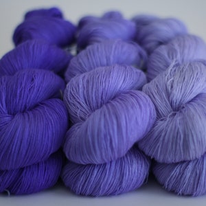 Cobweb Lace Yarn Hand dyed Milk Lait Gradient Ombre Muscari