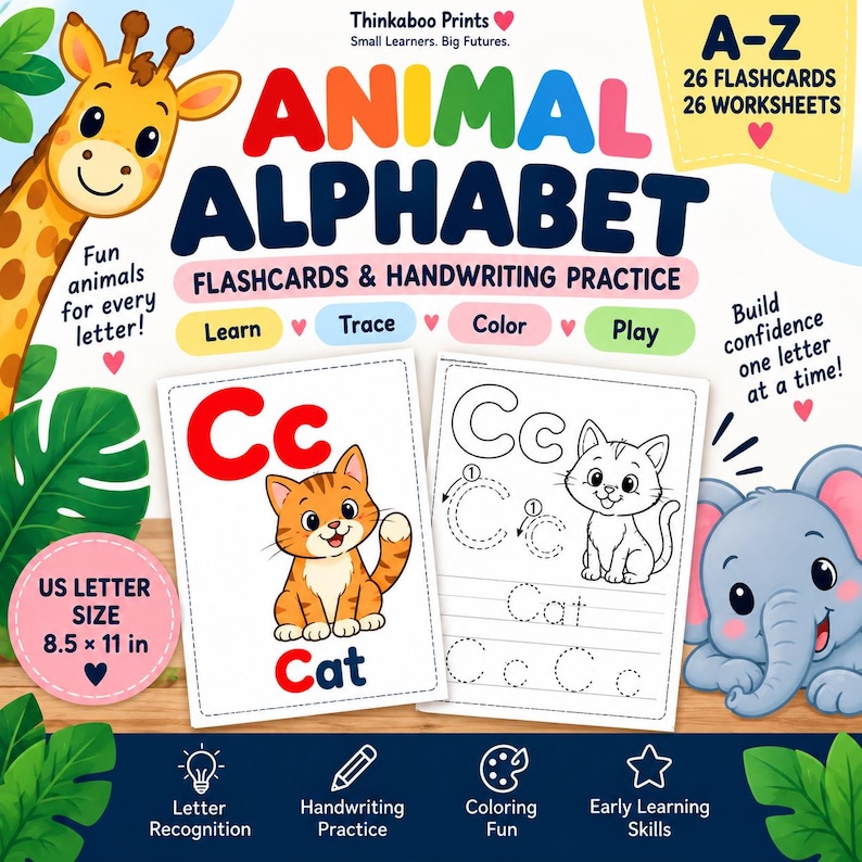 Alphabet Flashcards & Tracing Worksheets (4-6 Age)| A–Z Letter Tracing