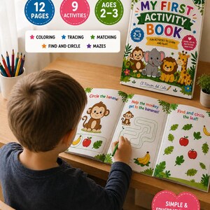 My First Jungle Activity Book | Ages 2-3 | Simple Coloring, Tracing & Matching Activities