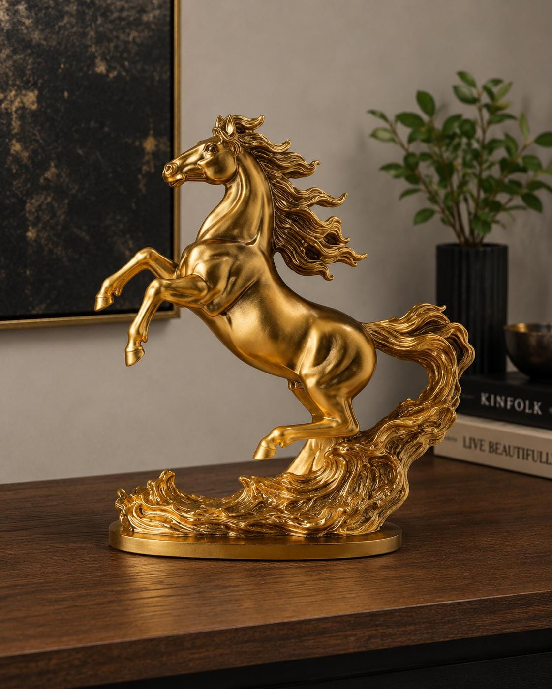 金色の馬の彫刻置物 Gold horse statue - Etsy 日本