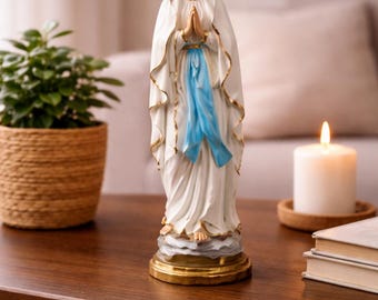 Jungfru Maria Resinstaty - Religiös Skulptur av den välsignade modern - Jungfru Maria Jesusfigur - Souvenir för inredning - Andlig gåva