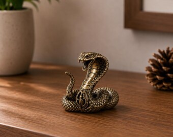 Antik kopparorm - Vintage mässingsmini-ormstaty - Miniatyr reptilfigur - Feng Shui skrivbordsprydnad - Metall te husdjur hantverksgåva