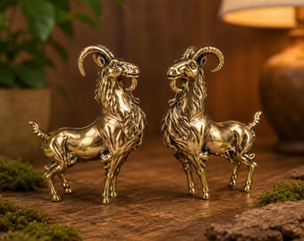 1 st. mässing retro skägg högdragen antilopprydnad - 50 mm metallhantverk - hemmakontor skrivbordsdekoration - tedjursfigur miniatyrer gåva