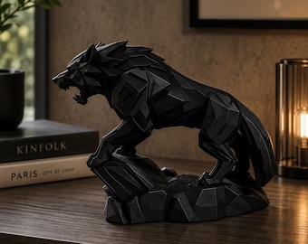 Vargkrigarfigur - 3D-utskriven kraftfull djurstaty - Ledad soldatmodell - Kreativ skrivbordsdekor - Sci-Fi-fantasi-gåva