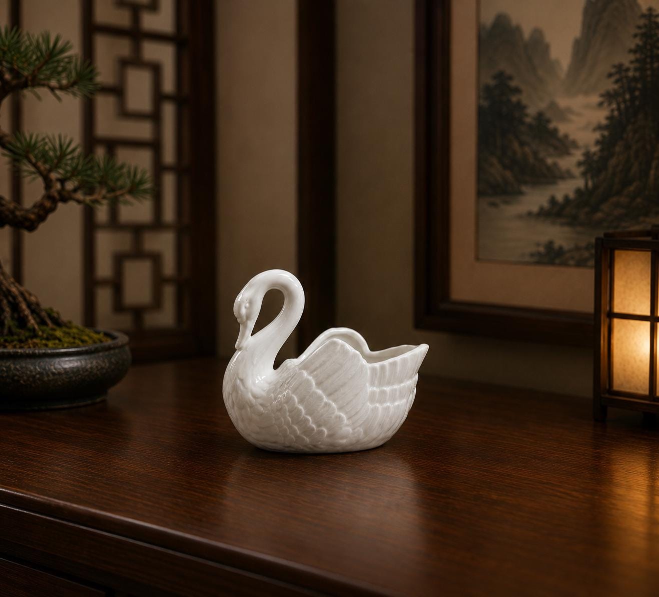 陶器の白鳥の花瓶 - Etsy 日本