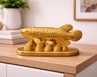 Guldfiskstaty - Tur Feng Shui-prydnad - Kinesisk Buddha-stilskulptur - Rikedomshartshantverk - Heminredning och inflyttningspresentidé