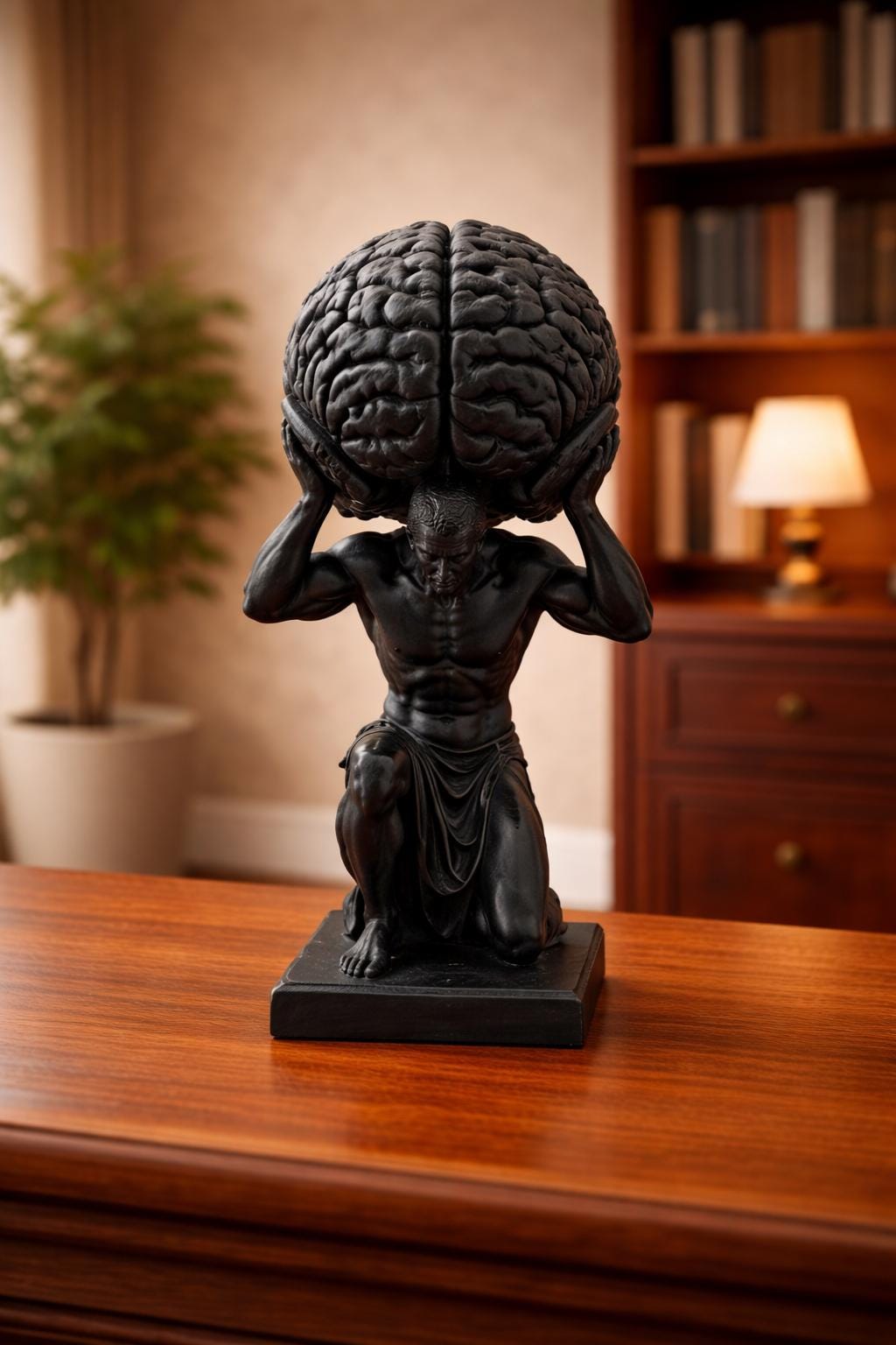 Black Mind Over Matter Brain-bearer Art Figurine - Philosophical Study ...