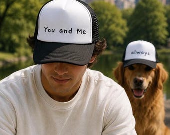 Personalized Trucker Hat, Matching Dog Mom Cap, Custom Text Pet Lover Accessory