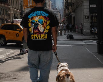 Custom Pet Graphic T-Shirt, Dog Breed Portrait Tee, Back Print Streetwear