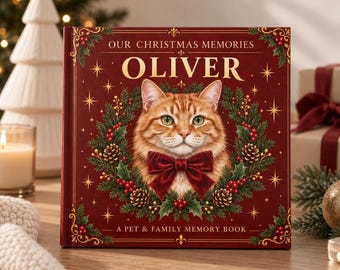 Personalized Christmas Pet Photo Book, Custom Dog or Cat and Family Hardcover Album, Pet & Family Holiday Keepsake Gift ,  Pet Memorial Gift