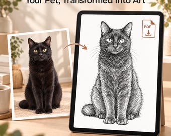 Custom Pet Coloring Book from Photos | Personalized Dog Cat Illustrated Pages (Digital PDF Download)