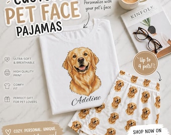 Custom Pet Portrait Pajamas | Personalized Dog Cat Sleepwear Gift