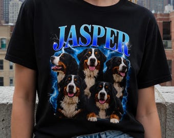 Custom Pet Bootleg Shirt | Personalized Dog Cat Name Photo Tee | Vintage Pet Portrait Shirt | Pet Mom Gift | Custom Pet Shirt