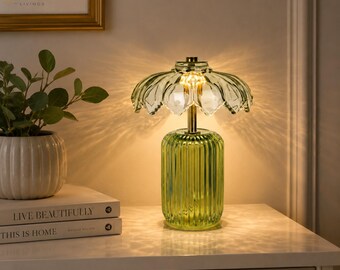 Cordless Table Lamp with Fabric Lampshade Rechargeable Modern Bedside Lamp Portable Decorative Nightstand Light