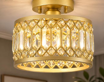 Luxury Crystal Flush Mount Ceiling Light Fixture – Modern Glam Chandelier